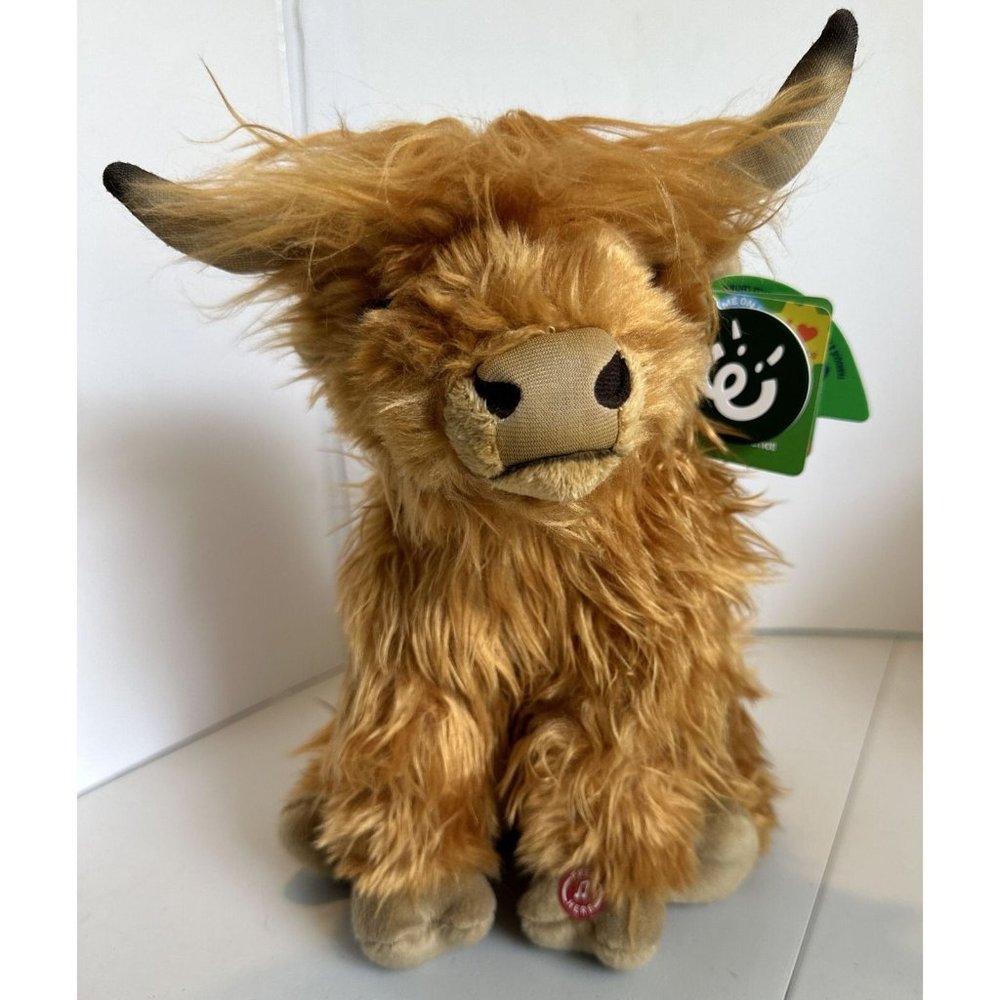 Living Nature Soft Toy Large Plush 12" Highland Cow with Sound W Tags